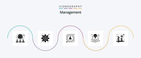 förvaltning glyf 5 ikon packa Inklusive ljus. kreativ. pussel. Glödlampa. människor vektor