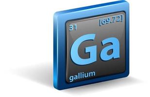 Gallium chemisches Element. chemisches Symbol mit Ordnungszahl und Atommasse. vektor
