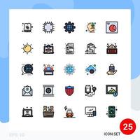 packa av 25 kreativ fylld linje platt färger av paj tillväxt hårdvara sinne mänsklig redigerbar vektor design element