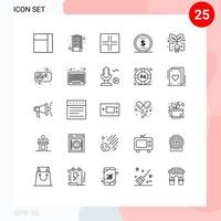 uppsättning av 25 modern ui ikoner symboler tecken för mardi gras plugg tecken blad ekologi redigerbar vektor design element
