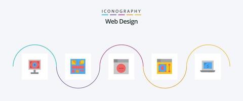 webb design platt 5 ikon packa Inklusive bärbar dator. webb. design. verktyg. design vektor