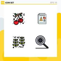 Stock Vector Icon Pack mit 4 Zeilenzeichen und Symbolen für Beeren Business Holiday Präsentation Ernte editierbare Vektordesign-Elemente