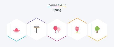 Spring 25 Flat Icon Pack inklusive Apfel. Rose. Luftballons. Natur. Blumen- vektor