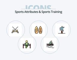 sporter attribut och sporter Träning linje fylld ikon packa 5 ikon design. skridsko. stansning. Gym. boxning. väska vektor