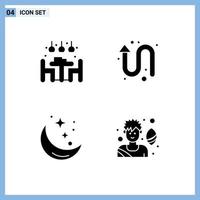 universell ikon symboler grupp av 4 modern fast glyfer av Hem natt middag upp väder redigerbar vektor design element