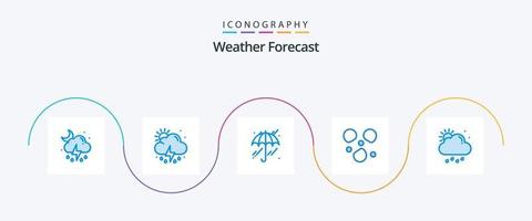 Wetterblau 5 Icon Pack inklusive Sonne. Regen. Regenschirm. Wolke. Eis vektor