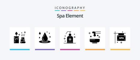 spa element glyph 5 icon pack inklusive tafel. Spa. Reinigung. Öl. Schönheit. kreatives Symboldesign vektor