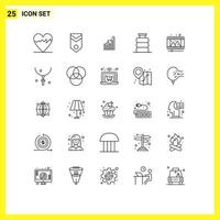 uppsättning av 25 modern ui ikoner symboler tecken för middag flaska Graf trender marknadsföring redigerbar vektor design element