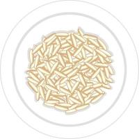 Reiskörner auf weißem Teller