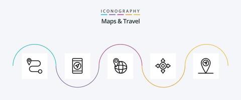 Karten und Travel Line 5 Icon Pack inklusive . GPS. vektor