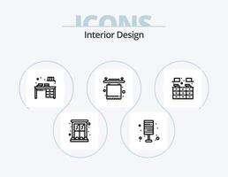 interiör design linje ikon packa 5 ikon design. skåp. ljus. dekoration. lampa. hus vektor