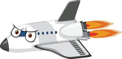 flygplan seriefigur med ansiktsuttryck på vit bakgrund vektor