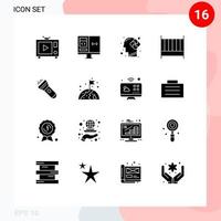 16 kreative Symbole, moderne Zeichen und Symbole für helles Interieur, menschliches Möbelbett, editierbare Vektordesign-Elemente vektor