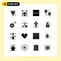 satz von 16 modernen ui-symbolen symbole zeichen für schönheitsrad menüservice teilen editierbare vektordesignelemente vektor