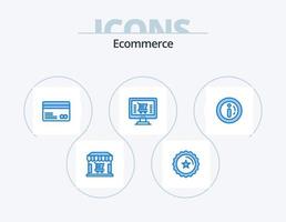 E-Commerce blaues Icon Pack 5 Icon Design. Markt. Einkaufen. Karte. E-Commerce. online vektor