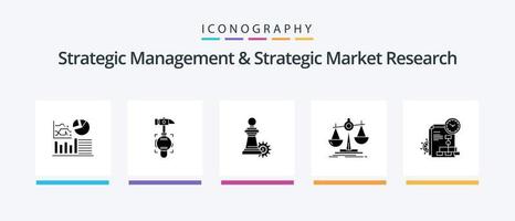Strategisches Management und strategische Marktforschung Glyphe 5 Icon Pack inklusive Zeit. profitieren. Schach. Verlust. Gleichgewicht. kreatives Symboldesign vektor