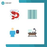 4 flaches Symbolkonzept für mobile Websites und Apps Fisch menschliche Meeresfrüchte Avatar Tischlampe editierbare Vektordesign-Elemente vektor
