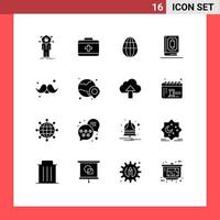 16 universelle solide Glyphenzeichen Symbole von Papa Muslim Ei Ramadhan Buch editierbare Vektordesign-Elemente vektor