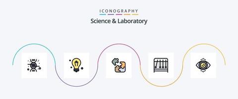 Wissenschaftslinie gefülltes flaches 5-Icon-Paket einschließlich . Wissenschaft. Wissenschaft. suchen. Wissenschaft vektor