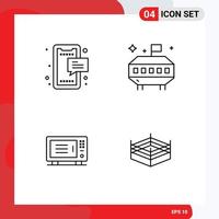 satz von 4 modernen ui-symbolen symbole zeichen für sms home mobile space ofen bearbeitbare vektordesignelemente vektor