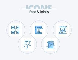 Essen und Getränke blau Icon Pack 5 Icon Design. Maschine. Espresso. Mahlzeit. Getränke. japanisches Essen vektor