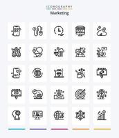 kreatives Marketing 25 Gliederungs-Icon-Pack wie Explore. Dollar. Zeit. Marketing. Geschäft vektor