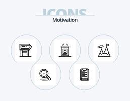 Motivationslinie Icon Pack 5 Icon Design. Landschaft. Landschaft. Planke. Motivation. Herz vektor