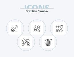 brasiliansk karneval linje ikon packa 5 ikon design. prydnad. firande. flagga. fiol. musik vektor