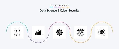 Data Science und Cyber Security Glyph 5 Icon Pack inklusive API. da. Daten. Prognosemodell. Prognose vektor