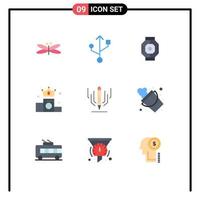 grupp av 9 platt färger tecken och symboler för digital placera kapsel pengar företag redigerbar vektor design element
