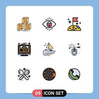 9 kreativ ikoner modern tecken och symboler av fartyg Rapportera måne hemsida design webb sida redigerbar vektor design element