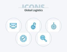 globale Logistik blau Icon Pack 5 Icon Design. Stern. Welt. Post. Karte. global vektor