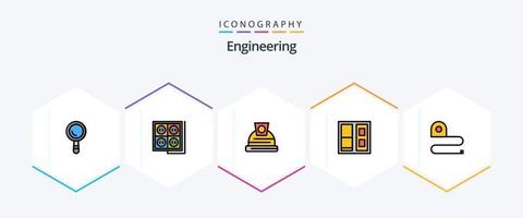 engineering 25 gefülltes Symbolpaket mit Klebeband. Messung. die Architektur. Konstruktion. Haus vektor