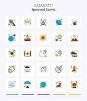 Creative Space 25 Flat Icon Pack wie Meteor. Asteroiden. UFO. Universum. Raum vektor