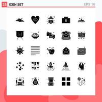 Aktienvektor-Icon-Pack mit 25 Zeilenzeichen und Symbolen für Leistung, Geld, Krone, Finanztasche, editierbare Vektordesign-Elemente vektor