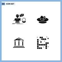 Stock Vektor Icon Pack mit 4 Zeilenzeichen und Symbolen für die Beratung Nest Kontakt Feier Stadt editierbare Vektordesign-Elemente