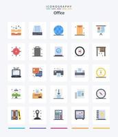 Creative Office 25 Flat Icon Pack wie Mülleimer. Ziel. Geschäft. Büro. Diagramm vektor