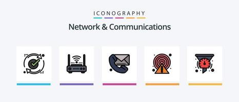 nätverk och kommunikation linje fylld 5 ikon packa Inklusive bana. satellit. värld. uppdatera. Bra. kreativ ikoner design vektor