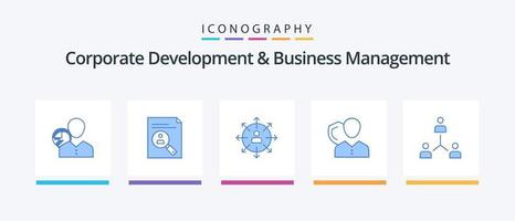 företags- utveckling och företag förvaltning blå 5 ikon packa Inklusive mänsklig. karriär. urklipp. pilar. personal. kreativ ikoner design vektor
