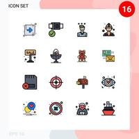 16 universelle flache farbgefüllte Linienzeichen Symbole des Zeichens werben für Wachstum Verkauf Arbeit editierbare kreative Vektordesign-Elemente vektor