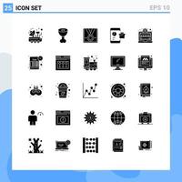 uppsättning av 25 modern ui ikoner symboler tecken för smartphone Rapportera tilldela marknadsföring trofén redigerbar vektor design element