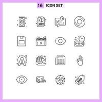 Aktienvektor-Icon-Paket mit 16 Zeilenzeichen und Symbolen für Gadget-Geräte dokumentieren Computer Nachricht editierbare Vektordesign-Elemente vektor