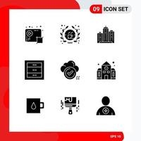 Stock Vector Icon Pack mit 9 Zeilenzeichen und Symbolen für Schränke Real Sign Property Estate editierbare Vektordesign-Elemente