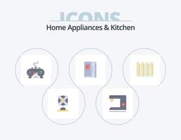 Haushaltsgeräte und Küche Flat Icon Pack 5 Icon Design. Batterie. Kühlung. Spiel. Kühlschrank. Playstation vektor