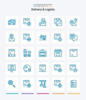 kreative lieferung und logistik 25 blaue symbolpakete wie waren. Kasten. Logistik. überweisen. Schiff vektor