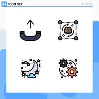 Stock Vector Icon Pack mit 4 Zeilenzeichen und Symbolen für Call Night Mind Brain Moon editierbare Vektordesign-Elemente