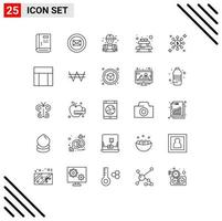 25 tematiska vektor rader och redigerbar symboler av dela med sig möbel man picknick VVS redigerbar vektor design element