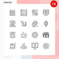 översikt packa av 16 universell symboler av trofén företag hjul tilldela övervakning redigerbar vektor design element