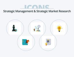 strategisk förvaltning och strategisk marknadsföra forskning platt ikon packa 5 ikon design. Framgång. företag. schack. Rapportera. tid vektor