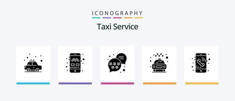 taxi service glyf 5 ikon packa Inklusive telefon. ringa upp. premie. service. taxi. kreativ ikoner design vektor